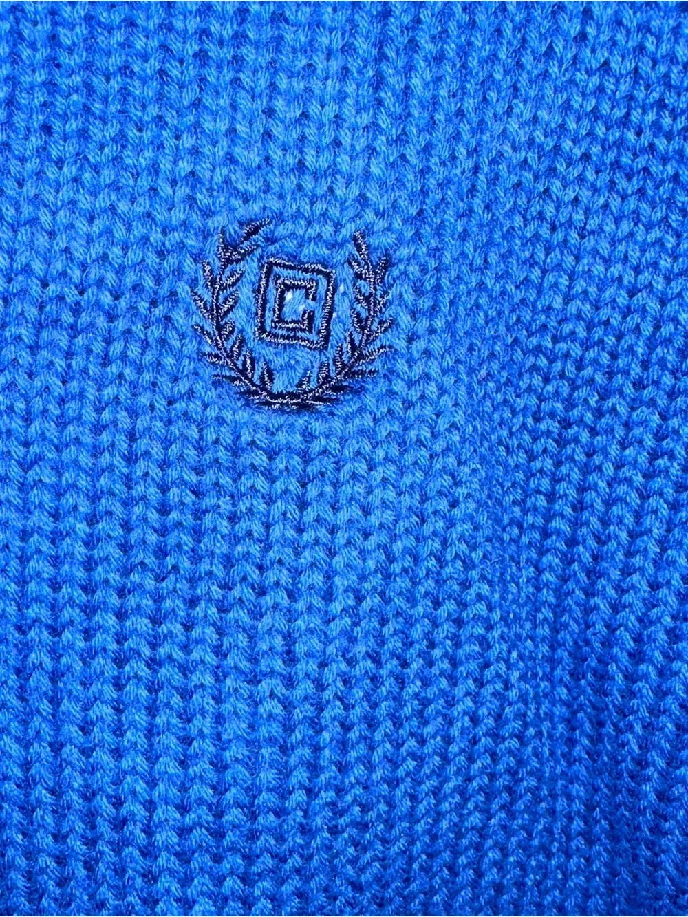 Chaps Men's 1/4 Zip Pullover Sweater Royal Blue Ribbed Knit Size M